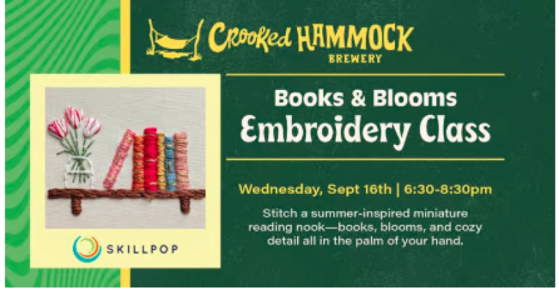 Books and Blooms Embroidery Class