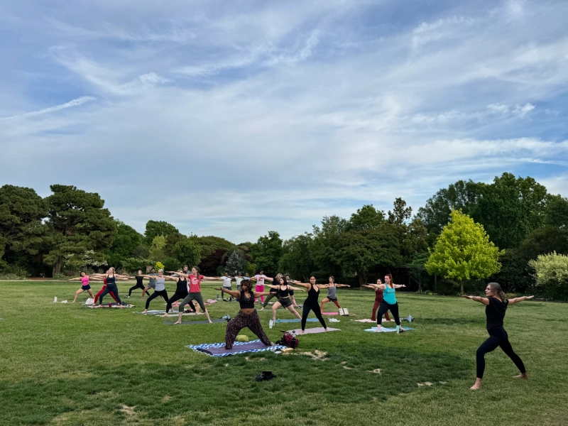 Yoga class at JC Raulston Arboretum