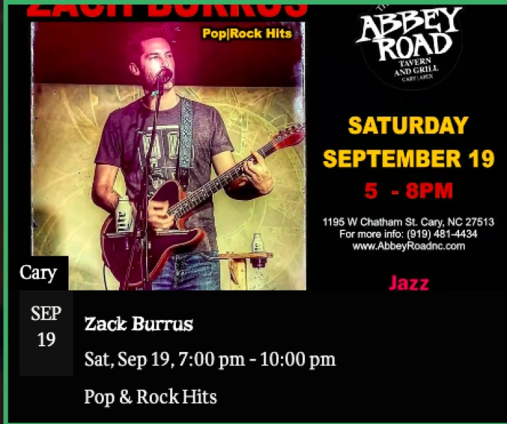 Zack Burrus Live: Pop and Rock Hits