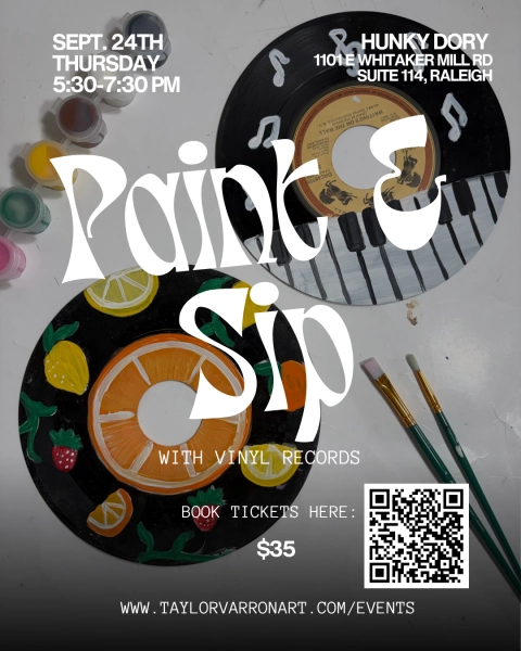 Paint and Sip on Vinyl Records at Hunky Dory