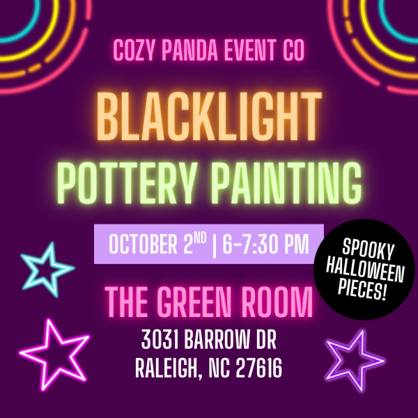 Blacklight Pottery Painting with Cozy Panda