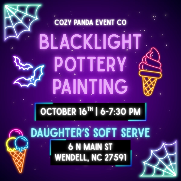 Blacklight Pottery Painting with Cozy Panda