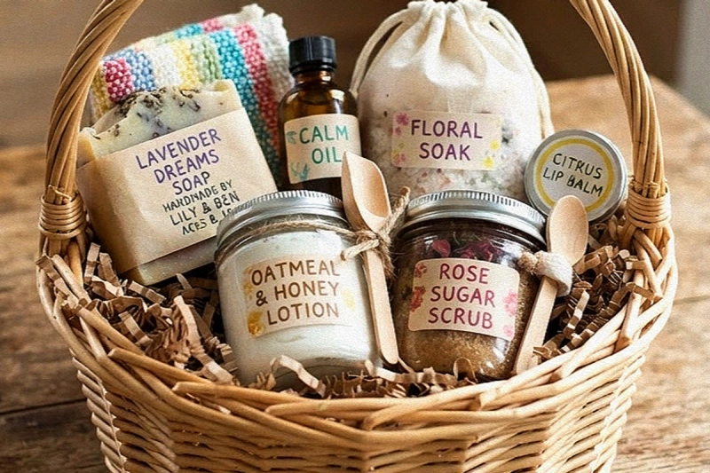 Kids Holiday Gift-Making & Forest Play: Body Care Gift Basket (Sugar Scrub, Soap & Lotion)