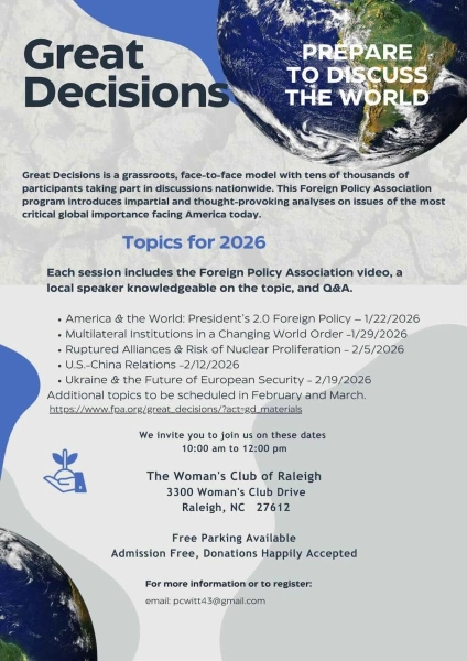 Great Decisions: Foreign Policy Discussions in Raleigh
