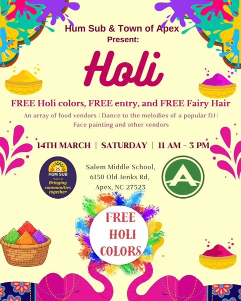 Holi Celebration with Town of Apex 2026