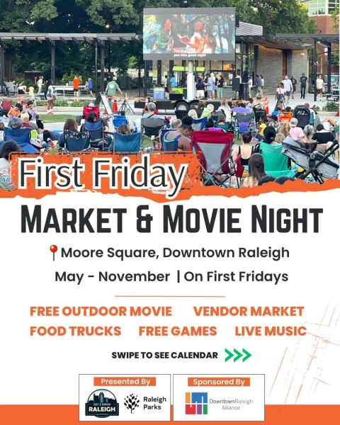 First Friday Market and Movie Night at Moore Square