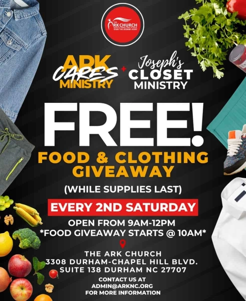 Monthly Community Food and Clothing Giveaway at The Ark Church