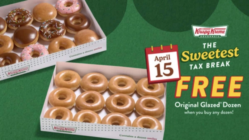 Krispy Kreme Tax Day Buy One Get One Free Dozen Deal
