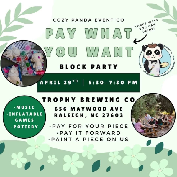 Pay What You Want Block Party and Pottery Painting at Trophy Brewing