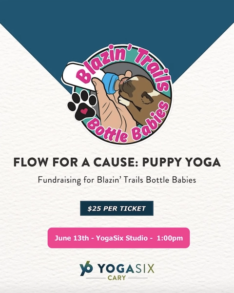 Flow for a Cause: Puppy Yoga with Blazin Trails Bottle Babies