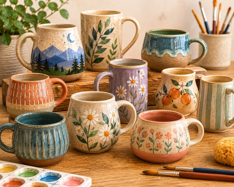 Hand Thrown Mug Glazing and Painting Workshop with Amy Bishop