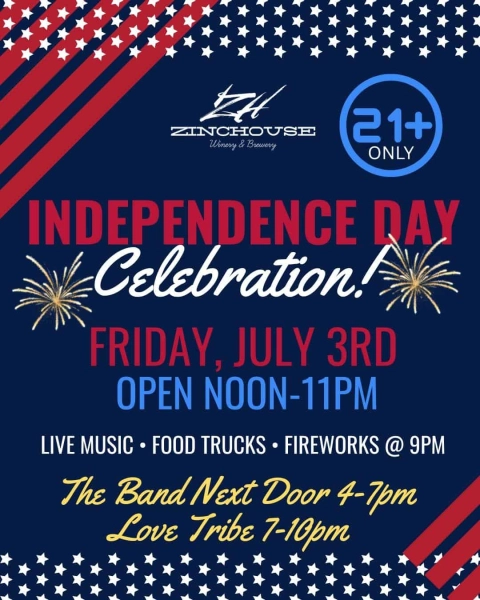 Independence Day Celebration at ZincHouse Winery & Brewery