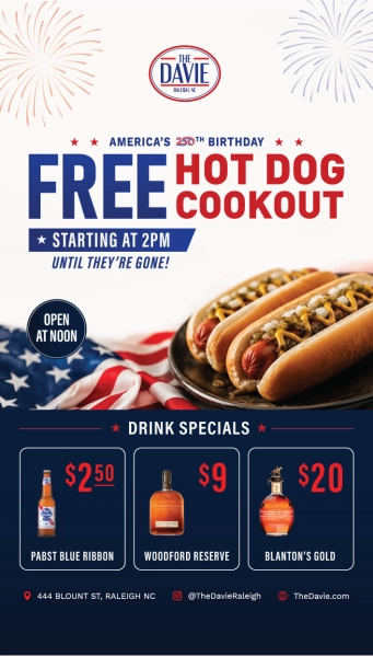 Free Hot Dog Cookout: America's 250th Birthday at The Davie