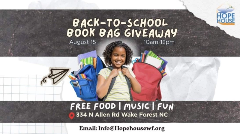 Back to School Book Bag Giveaway at Hope House
