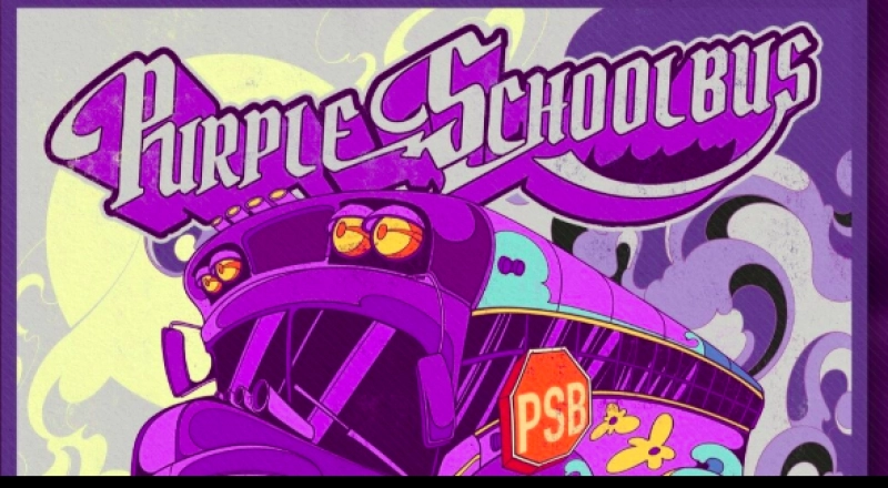 Purple Schoolbus with Alice & Willie