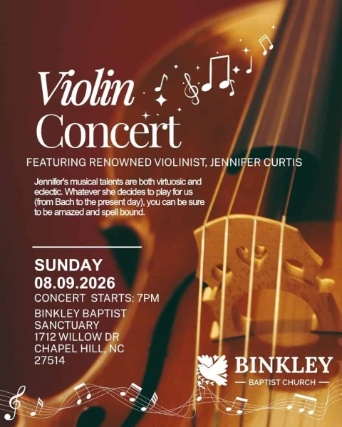 Free Violin Concert Featuring Jennifer Curtis at Binkley Baptist Church