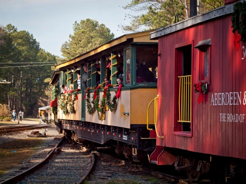 Families enjoying a train ride
